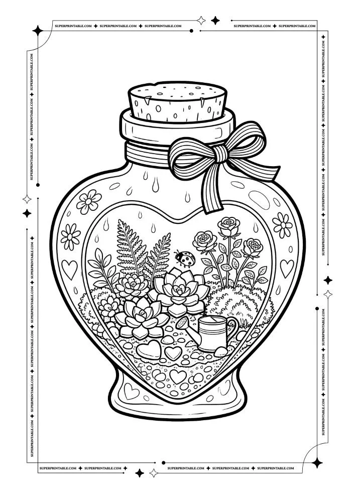 Flower and Heart Coloring Pages 14
