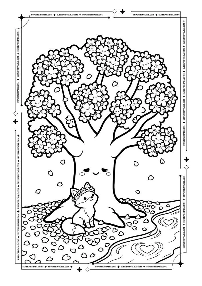 Flower and Heart Coloring Pages 15