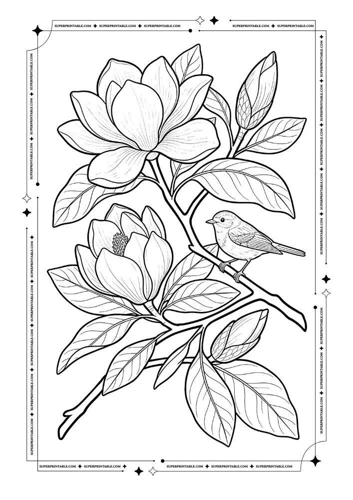 Flower and Heart Coloring Pages 16