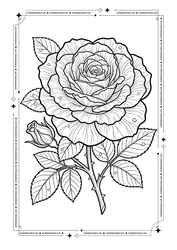 Flower and Heart Coloring Pages 17