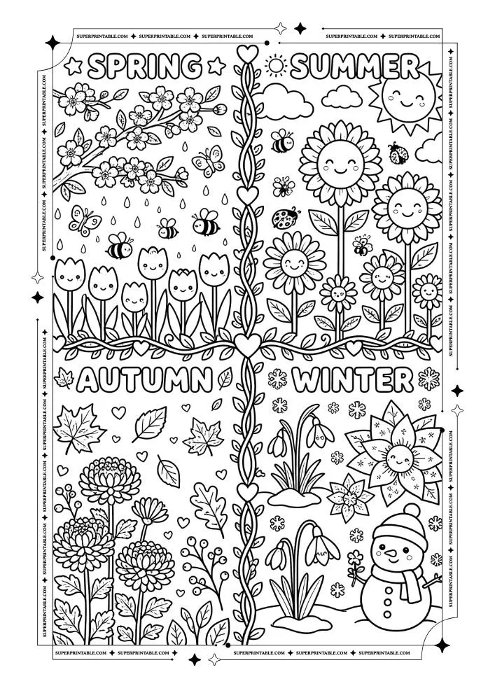 Flower and Heart Coloring Pages 18