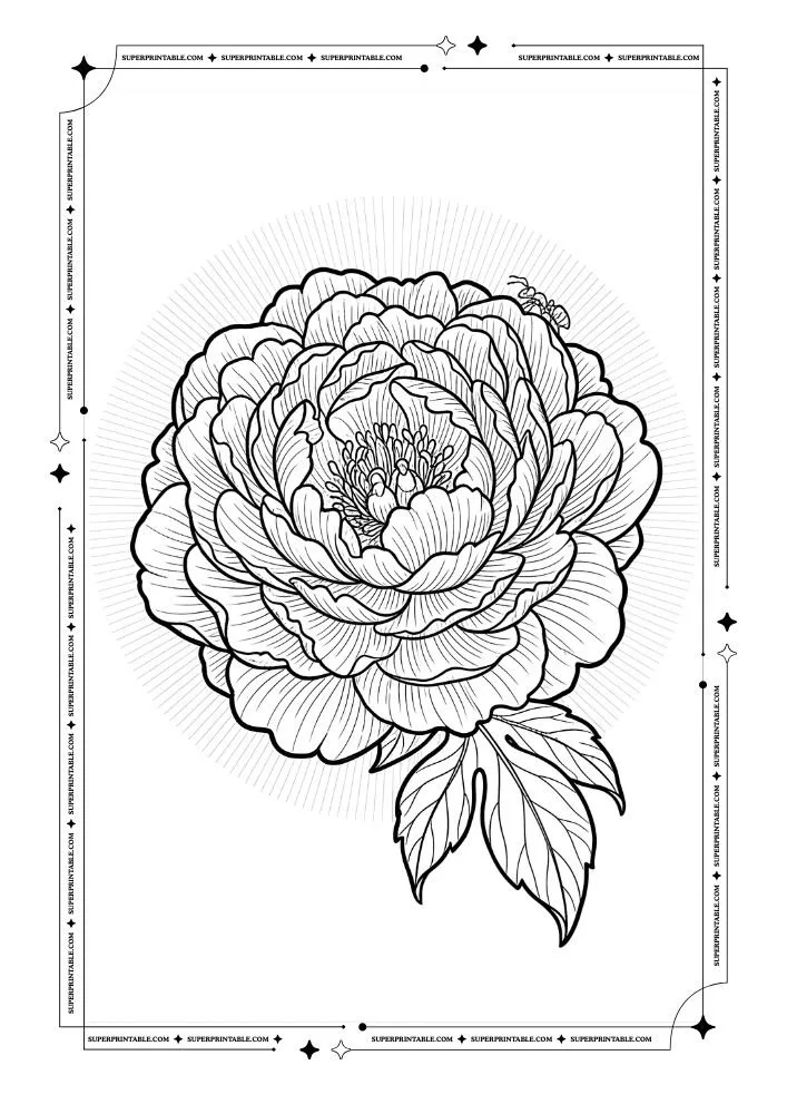 Flower and Heart Coloring Pages 20