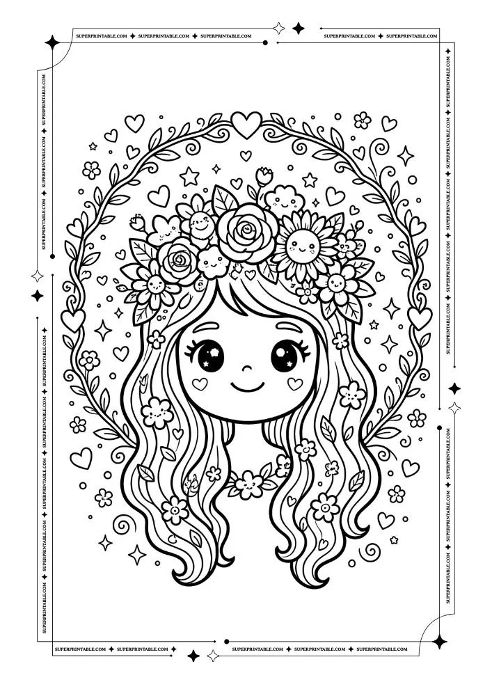 Flower and Heart Coloring Pages 3
