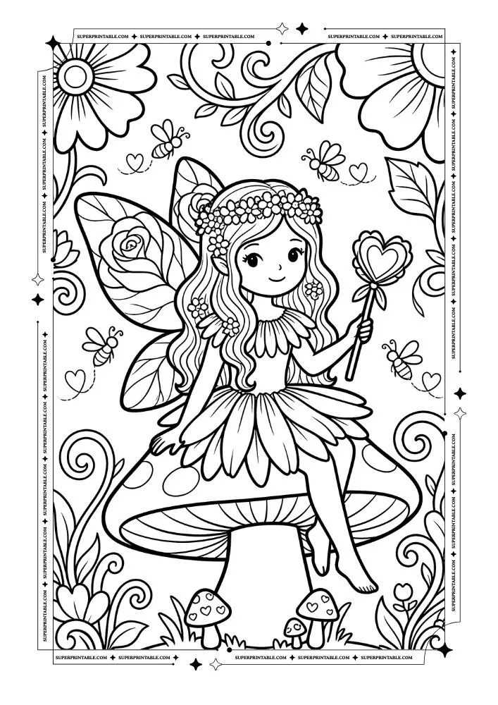 Flower and Heart Coloring Pages 5