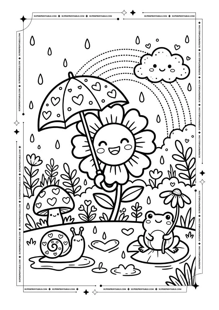 Flower and Heart Coloring Pages 6