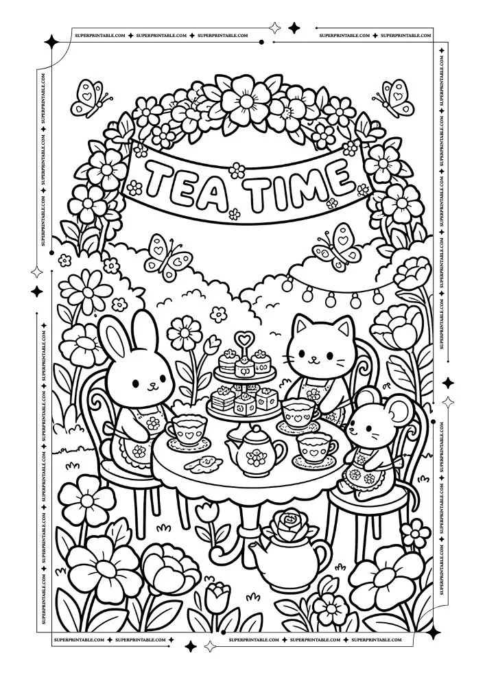 Flower and Heart Coloring Pages 7