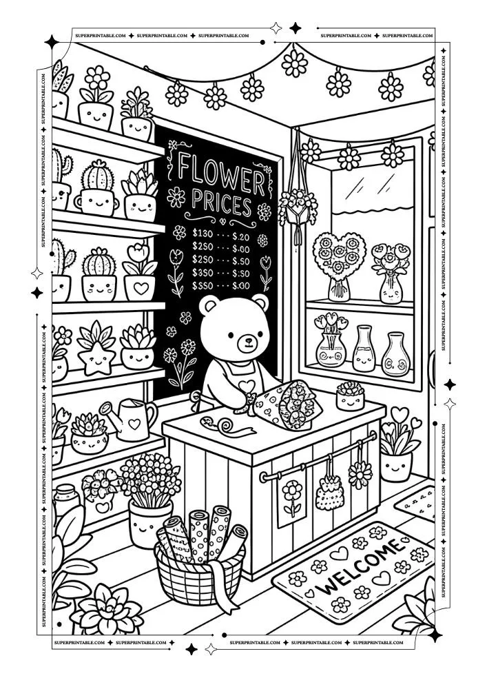 Flower and Heart Coloring Pages 8