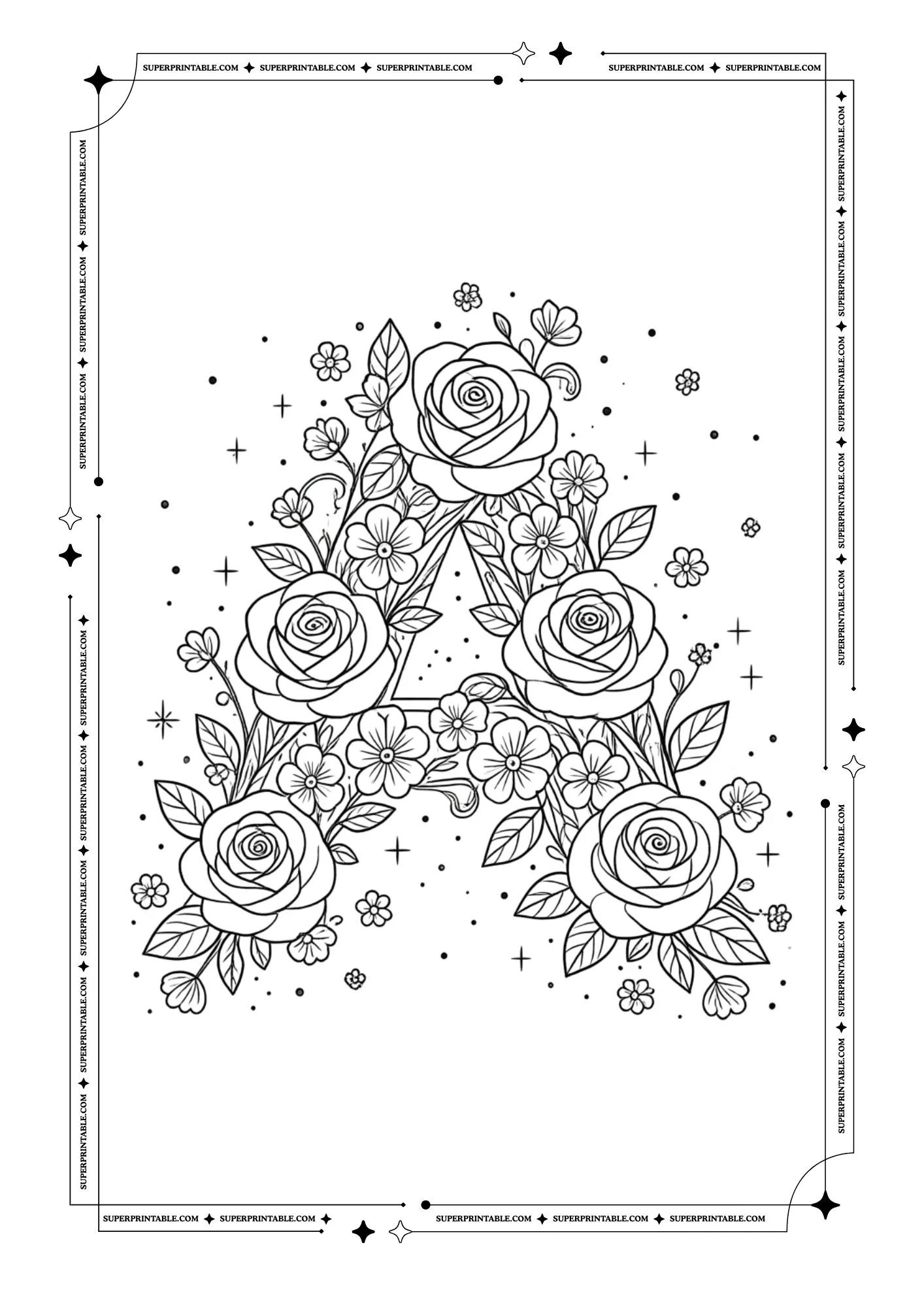 Flowers Alphabet Coloring Pages 1