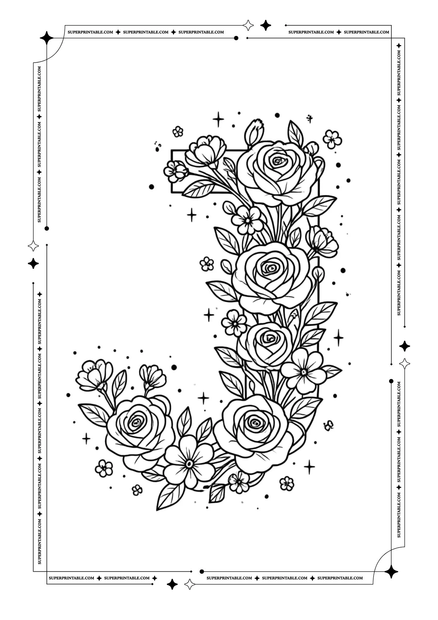 Flowers Alphabet Coloring Pages 10