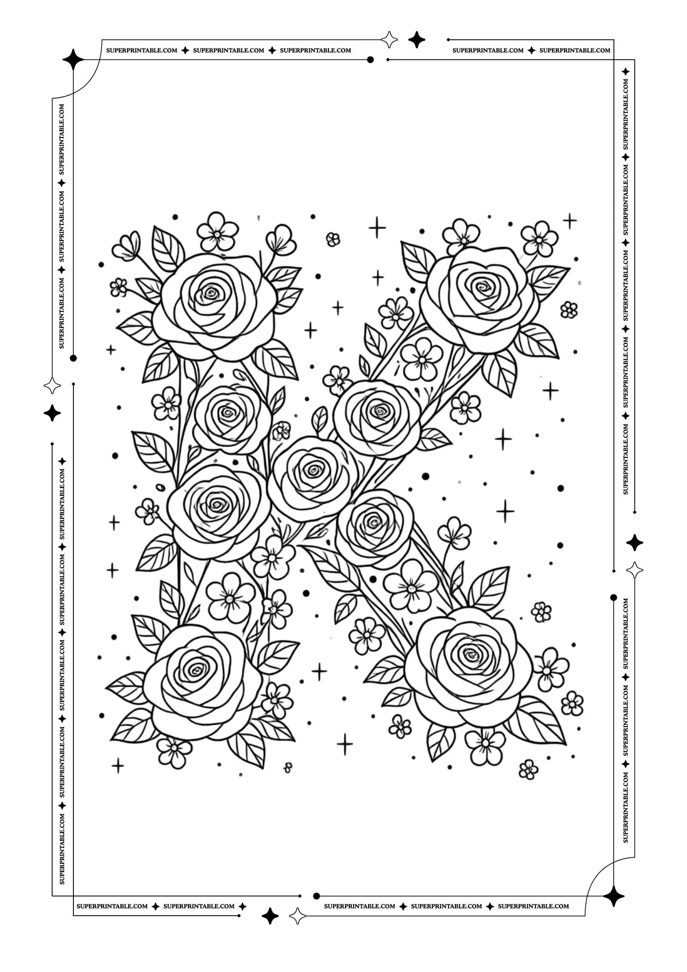 Flowers Alphabet Coloring Pages 11