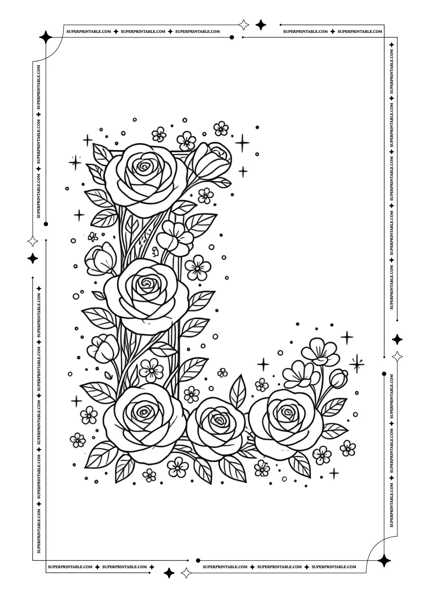 Flowers Alphabet Coloring Pages 12