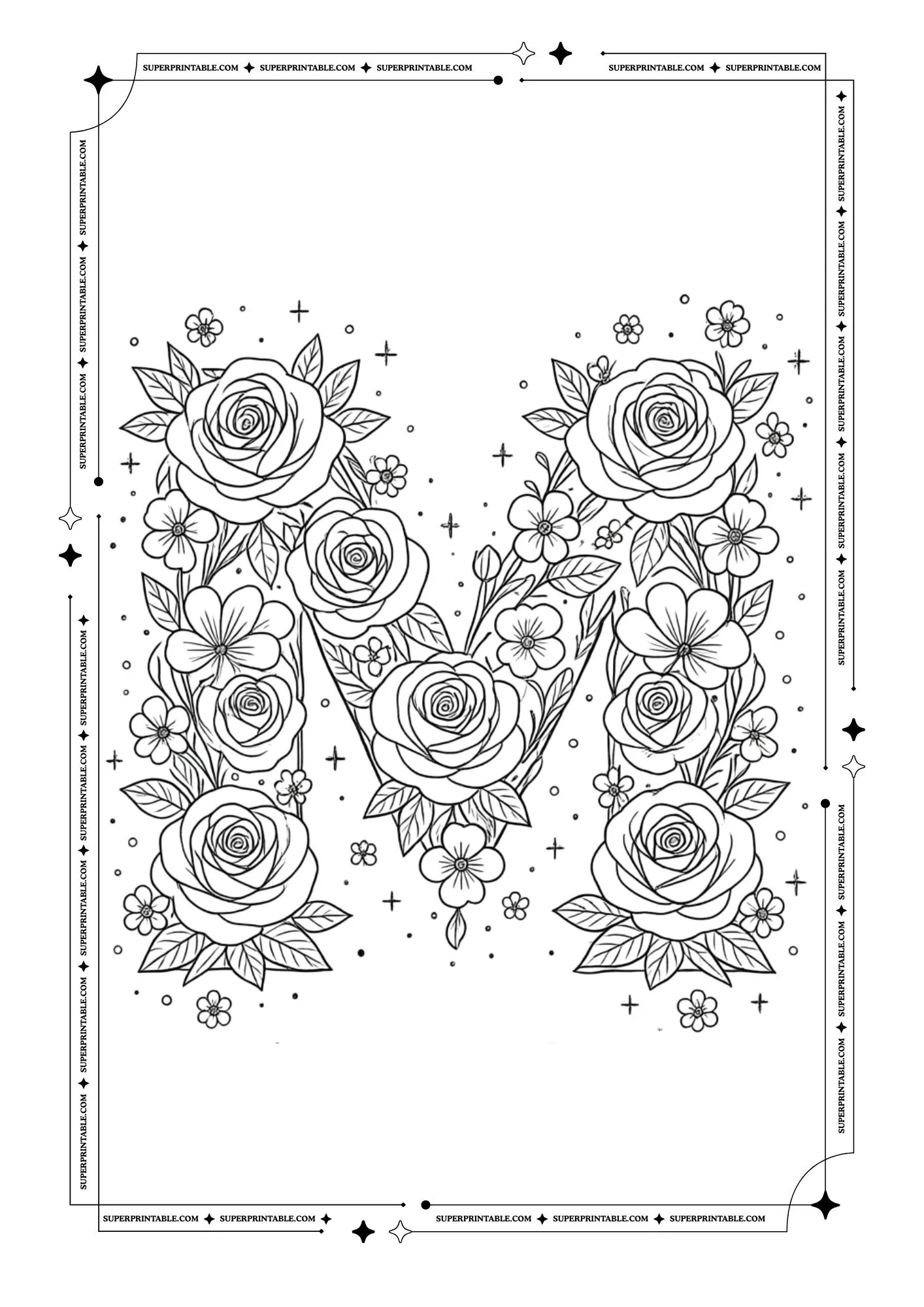 Flowers Alphabet Coloring Pages 13