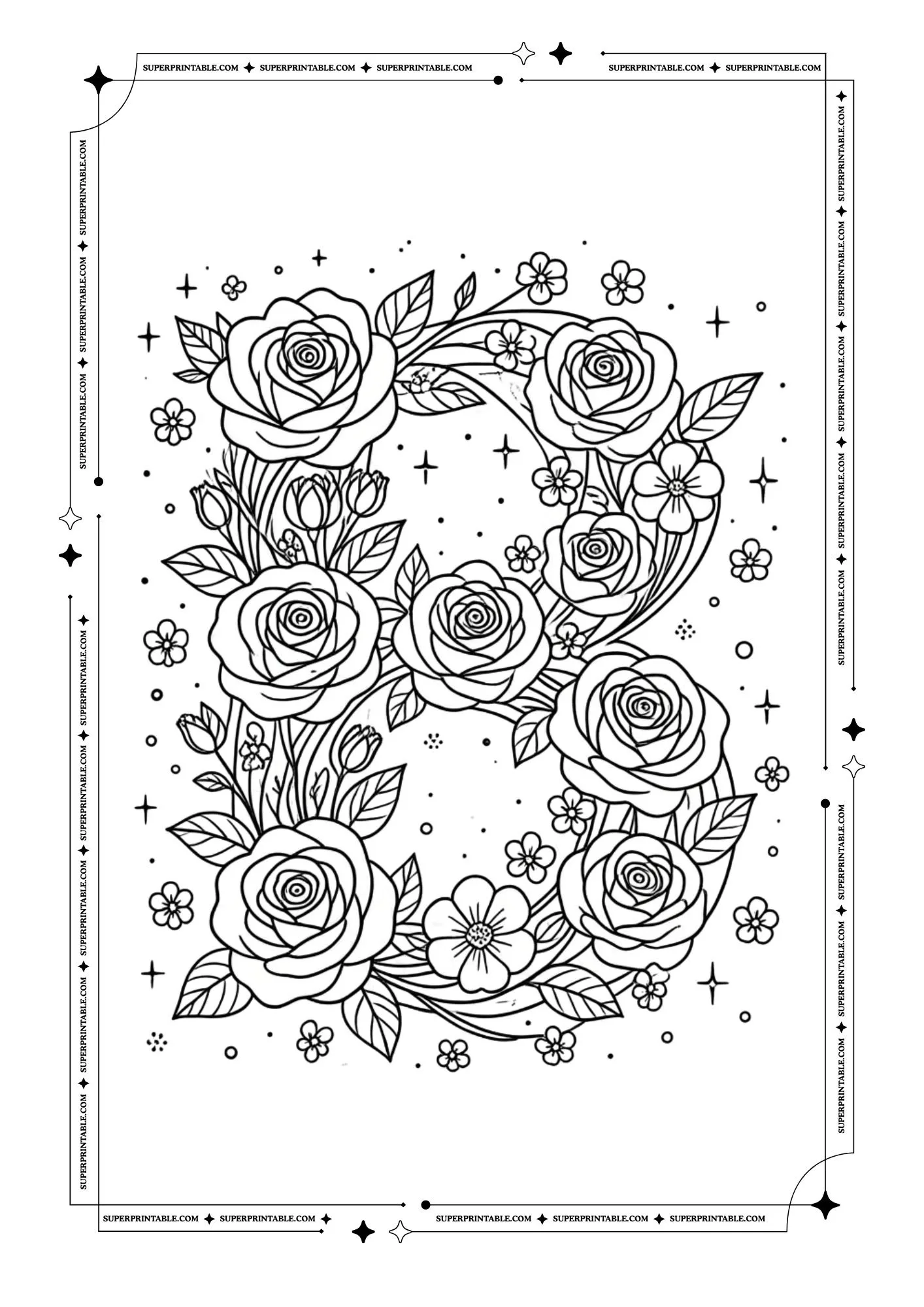 Flowers Alphabet Coloring Pages 2
