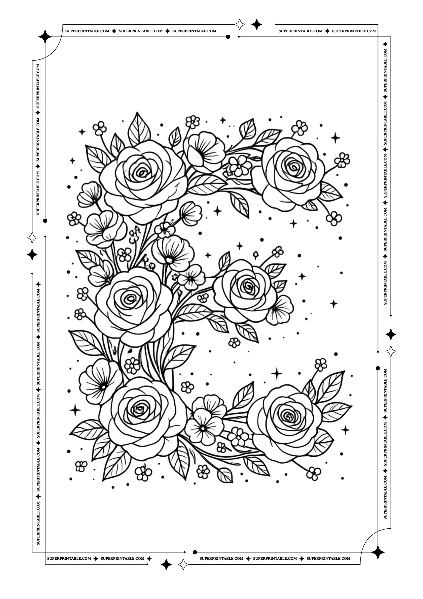 Flowers Alphabet Coloring Pages 5
