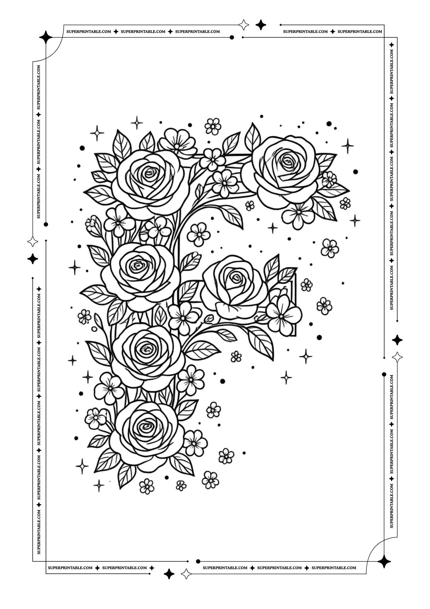 Flowers Alphabet Coloring Pages 6