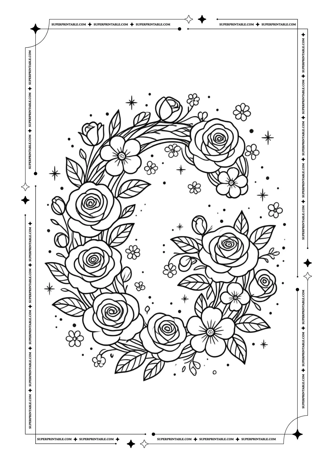 Flowers Alphabet Coloring Pages 7