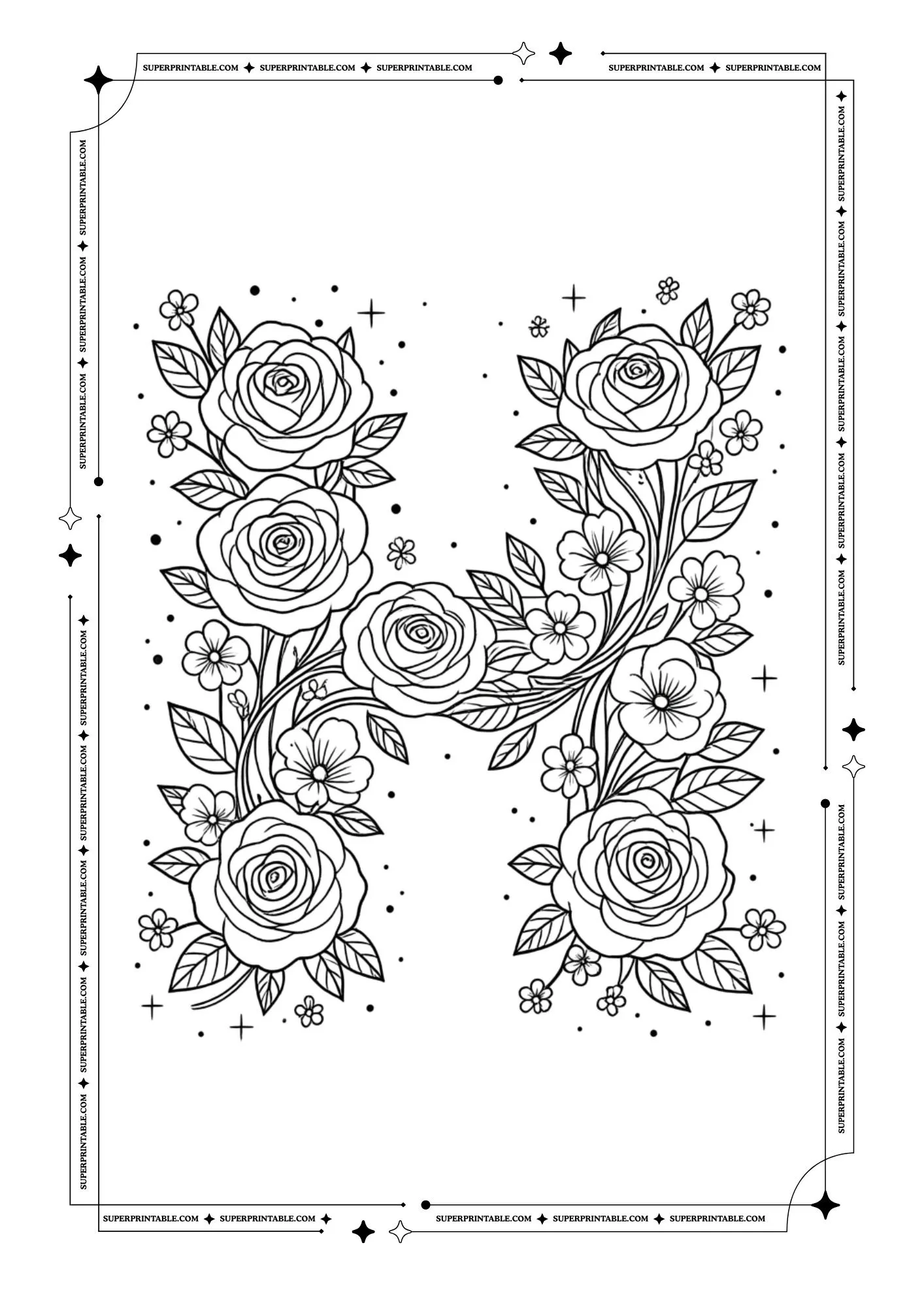 Flowers Alphabet Coloring Pages 8