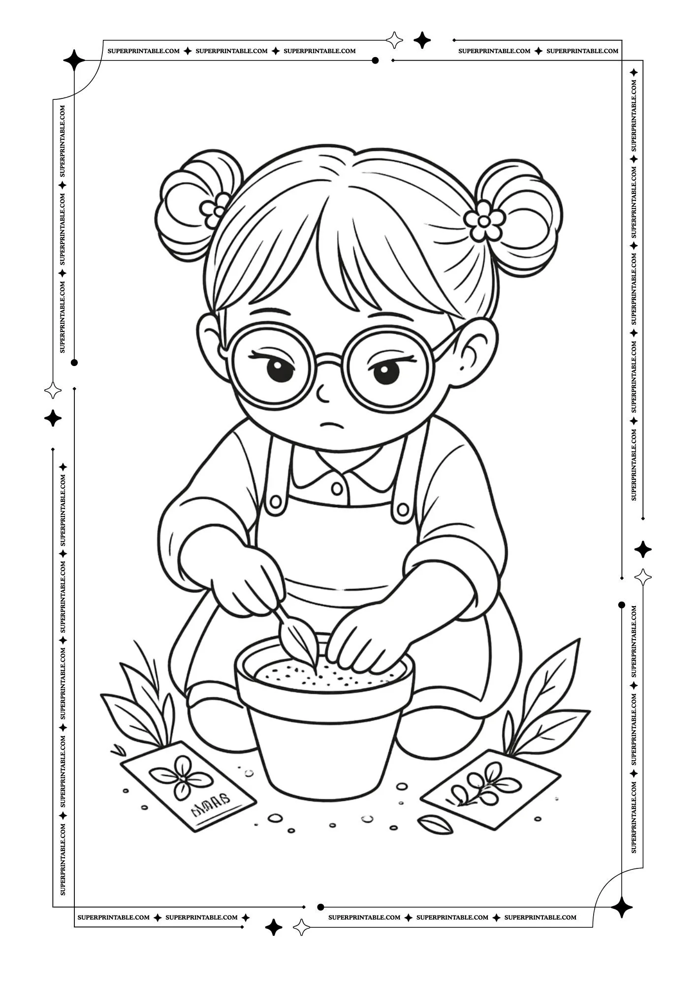 Garden Gnome Girl Coloring Pages Vol. 1 10