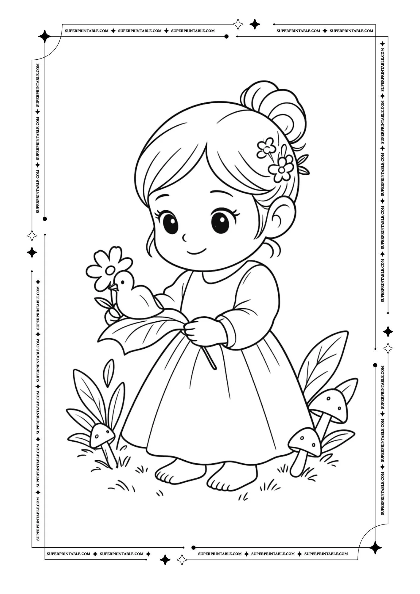 Garden Gnome Girl Coloring Pages Vol. 1 5