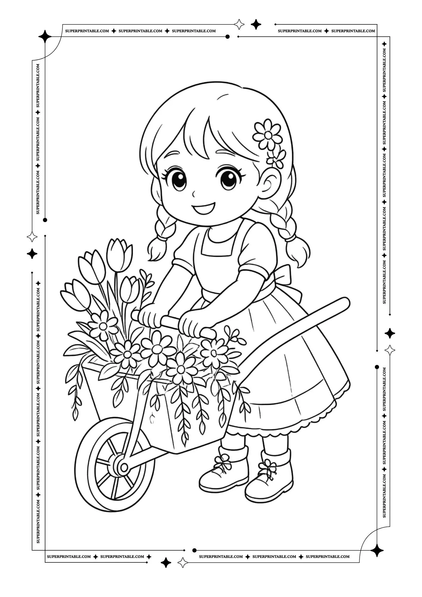 Garden Gnome Girl Coloring Pages Vol. 1 6