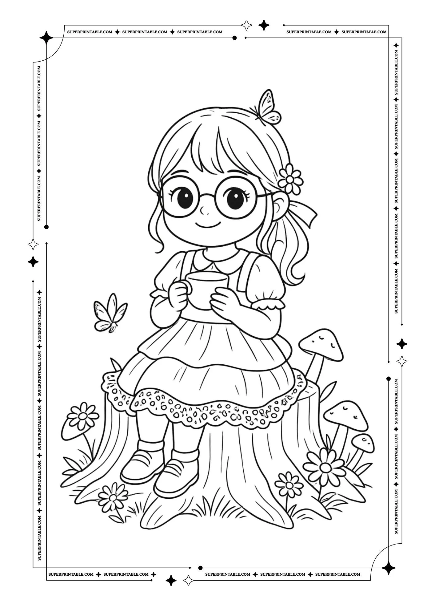 Garden Gnome Girl Coloring Pages Vol. 1 7