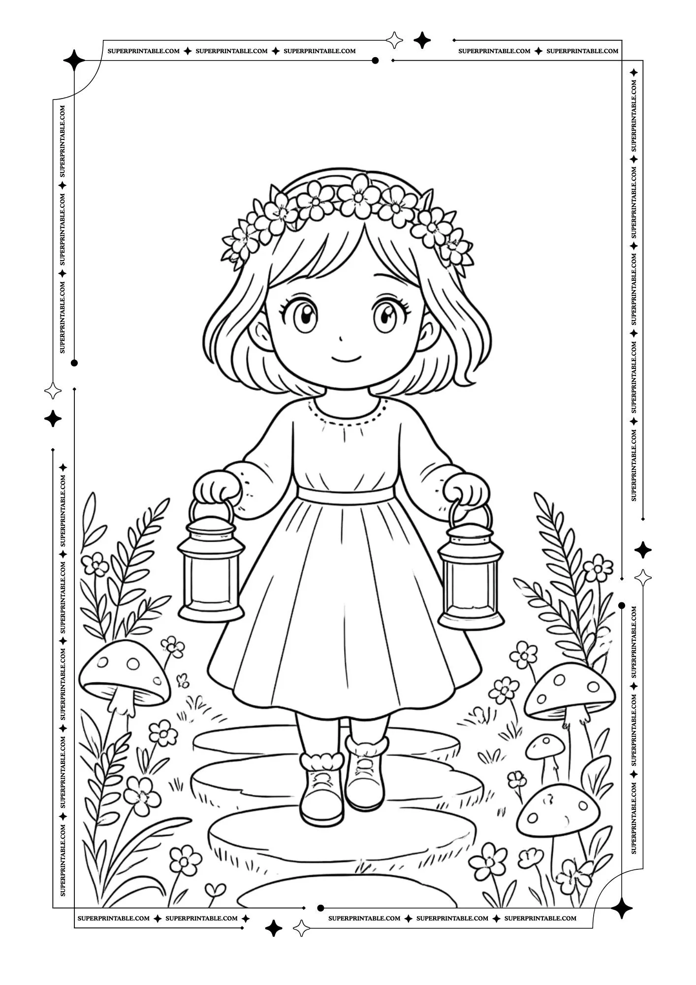 Garden Gnome Girl Coloring Pages Vol. 1 8