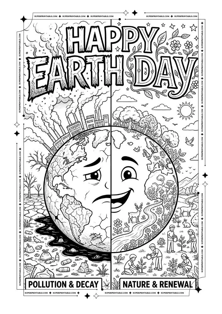 Happy Earth Day Coloring Pages 1