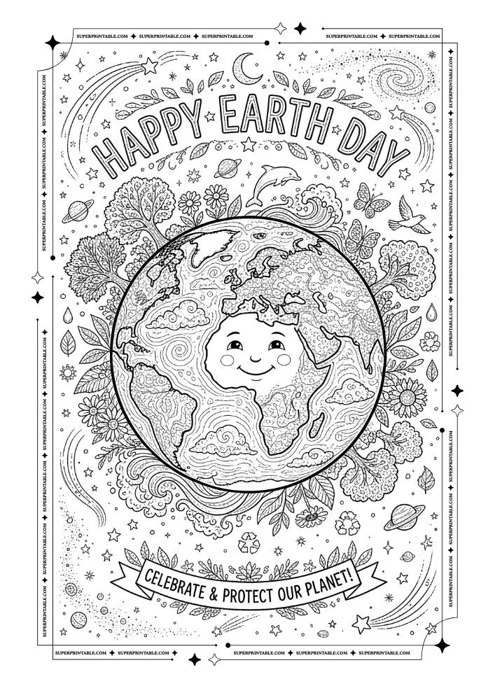 Happy Earth Day Coloring Pages 4