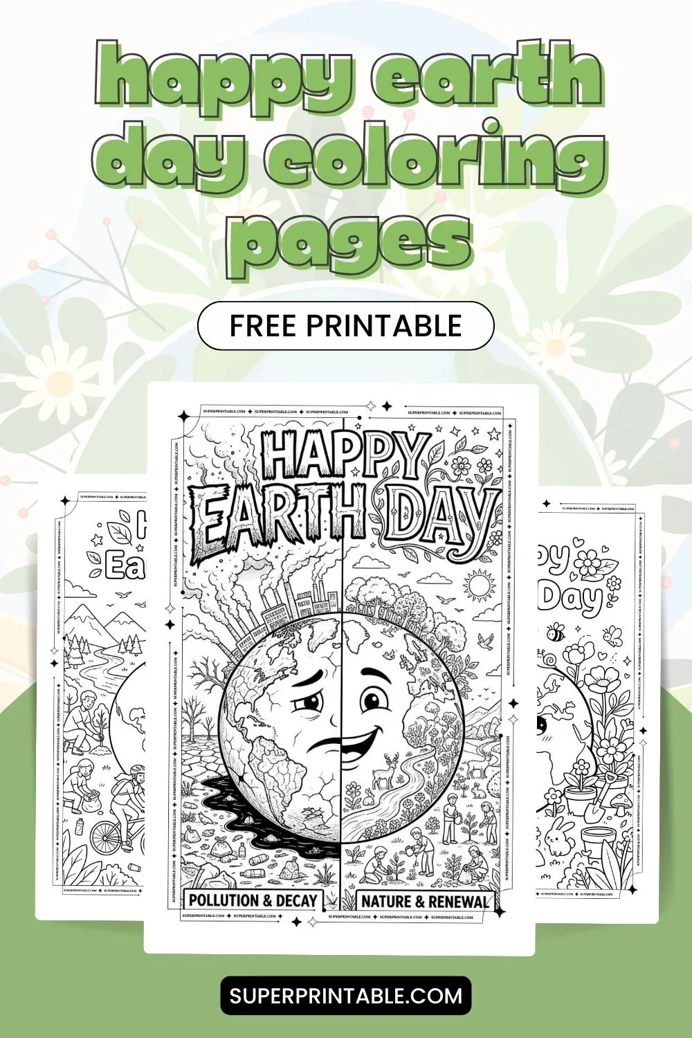Happy Earth Day Coloring Pages Pinterest Image