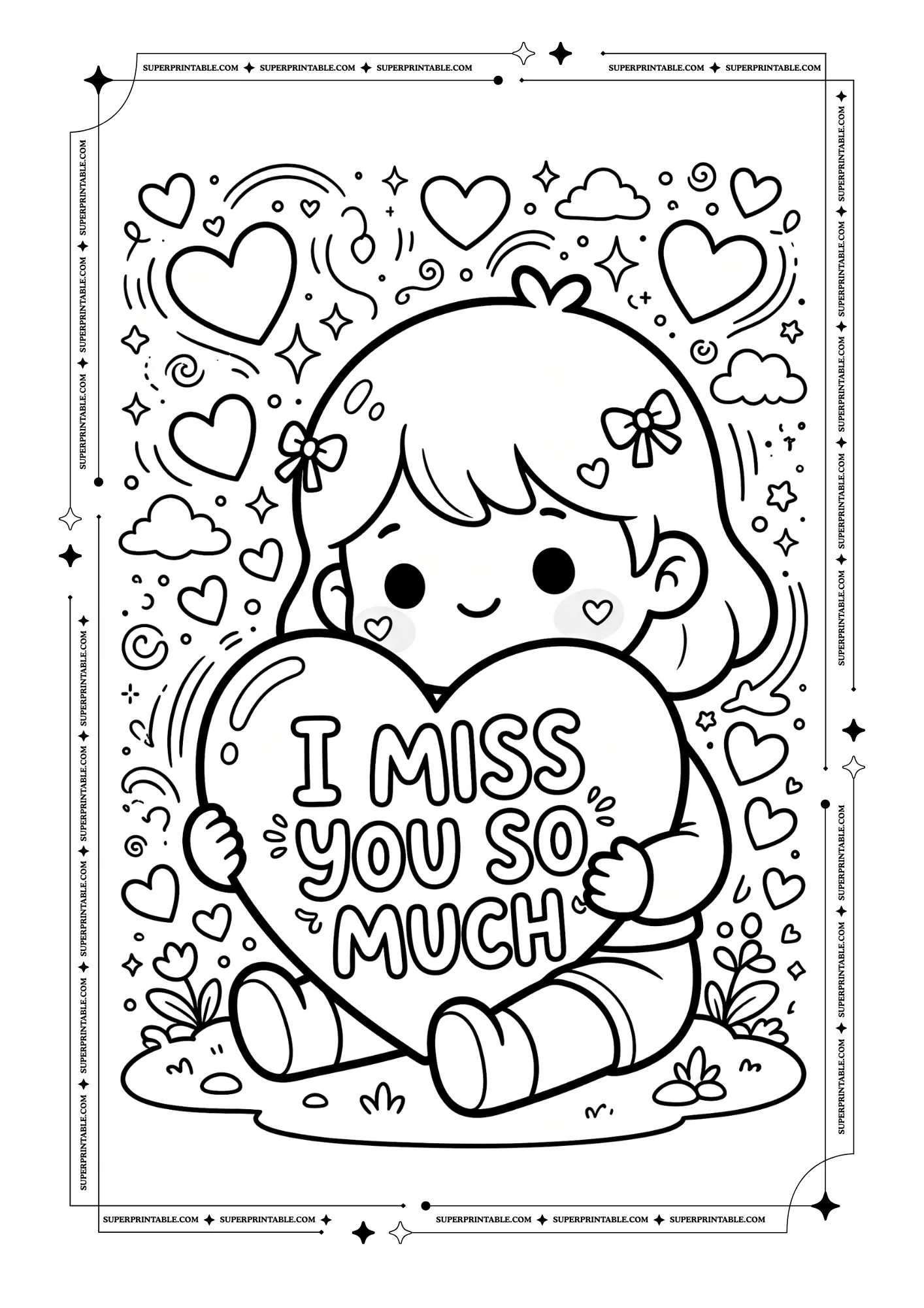 I Miss You Coloring Pages 6