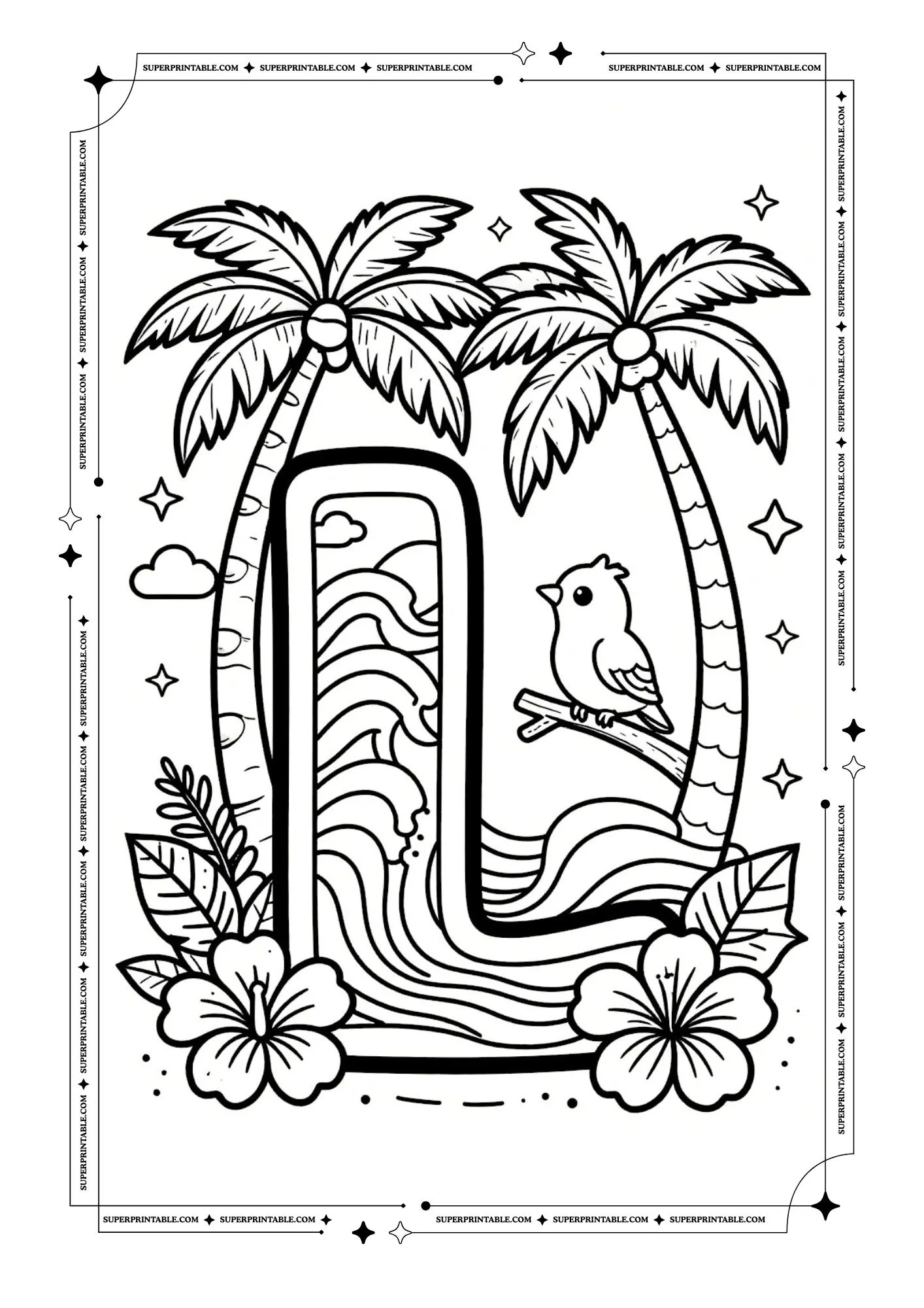 Island Adventure ABC Coloring Pages 12