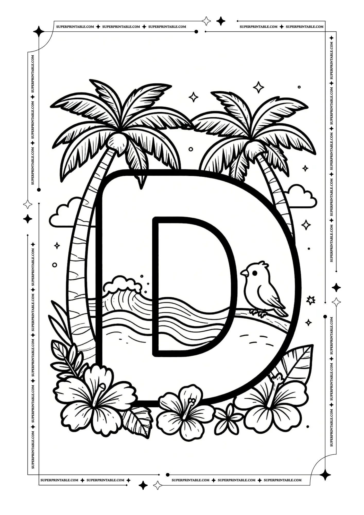 Island Adventure ABC Coloring Pages 4