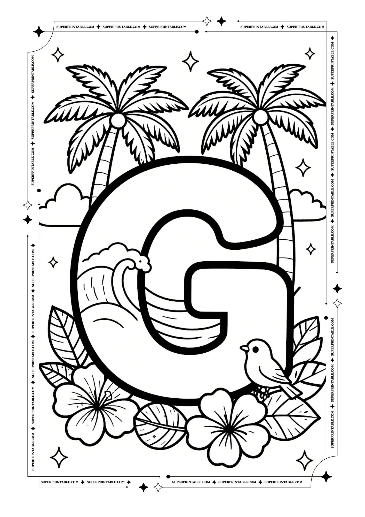 Island Adventure ABC Coloring Pages 7