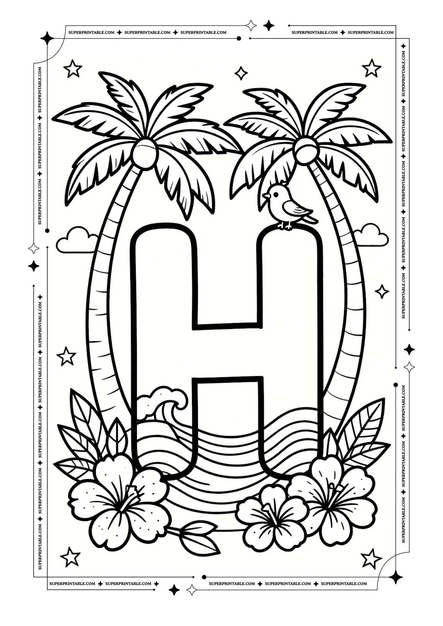 Island Adventure ABC Coloring Pages 8