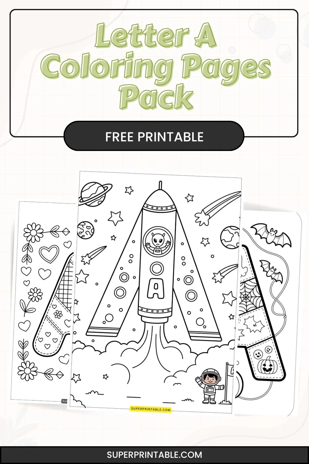 Letter A Coloring Pages Pack Pinterest Image