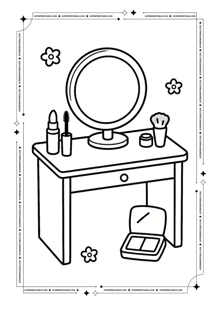 Makeup Theme Coloring Pages 1