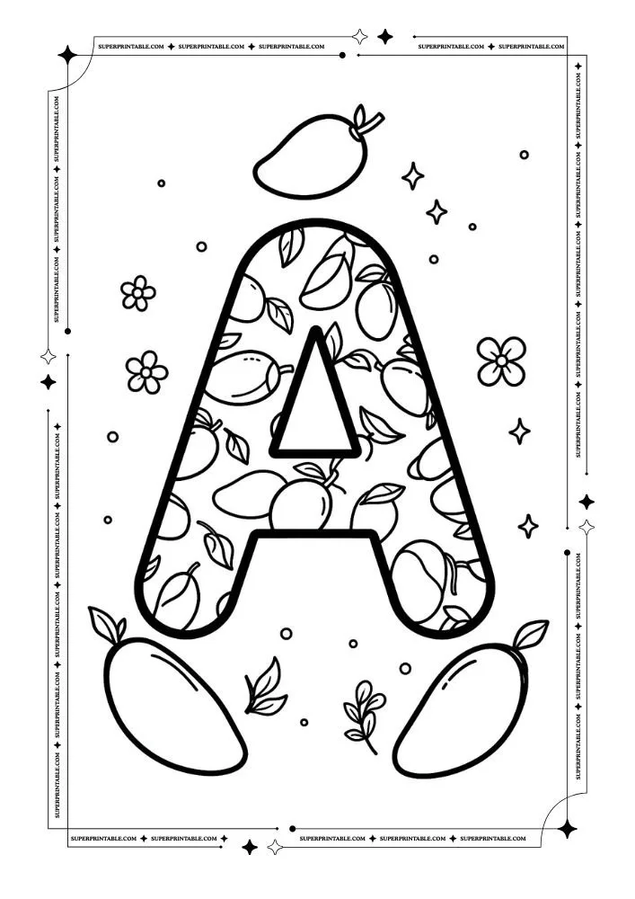 Mango Alphabet Coloring Pages 1