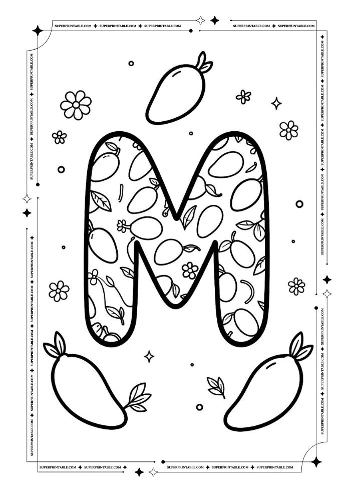 Mango Alphabet Coloring Pages 13