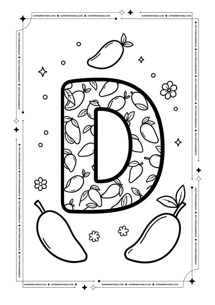 Mango Alphabet Coloring Pages 4