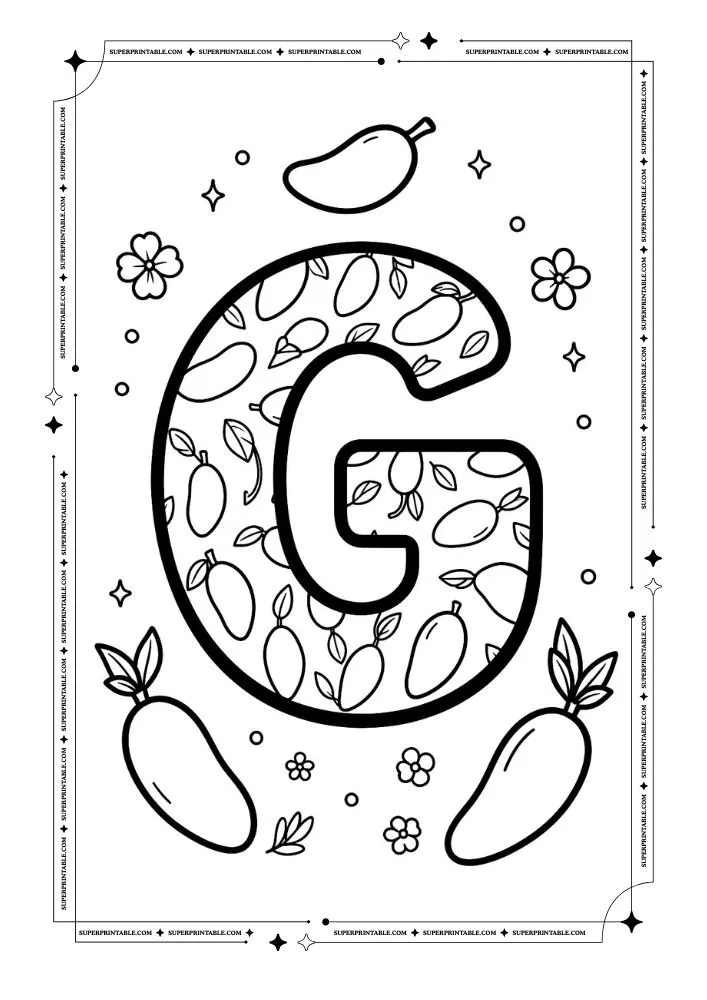 Mango Alphabet Coloring Pages 7