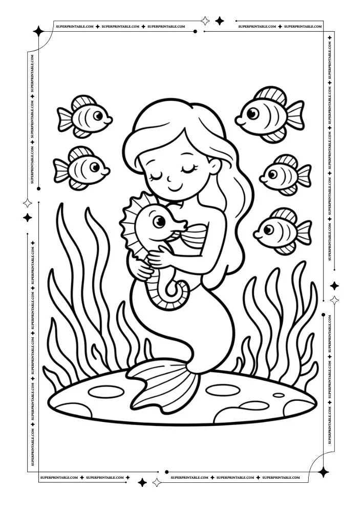 Mermaid Coloring Pages 1