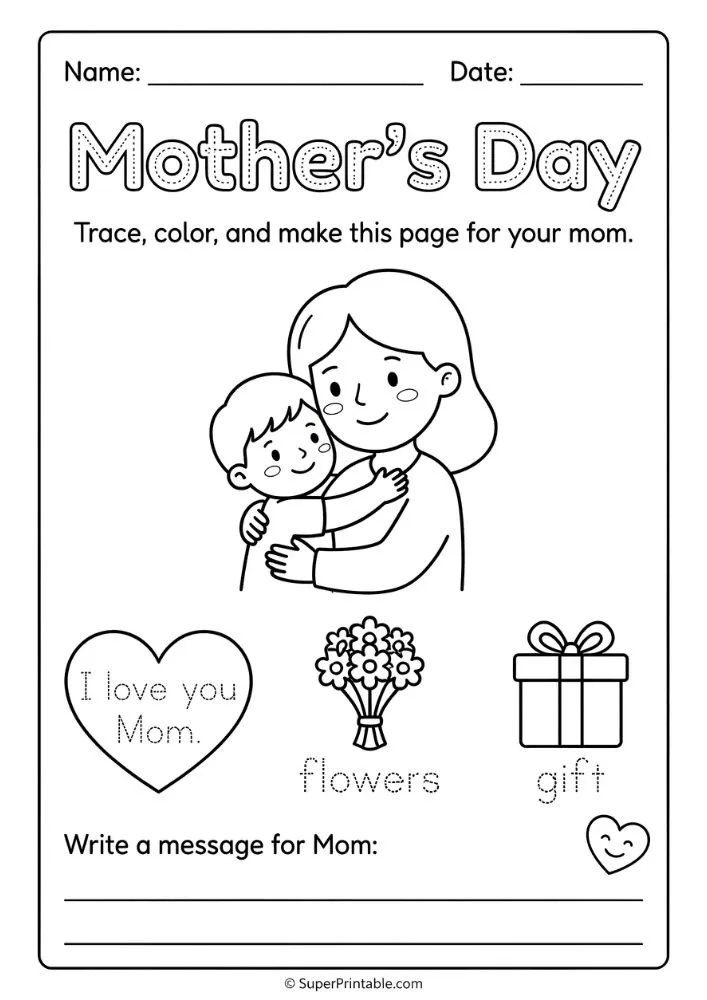 Mother's Day Coloring Activity Worksheet Pack 3