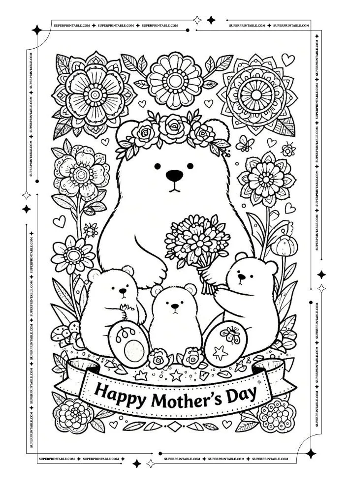 Mother's Day Greeting Card Coloring Pages 2