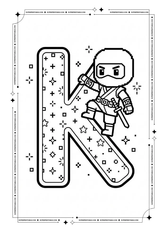 Ninja Alphabet Coloring Pages 11