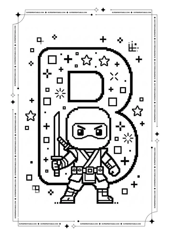 Ninja Alphabet Coloring Pages 2