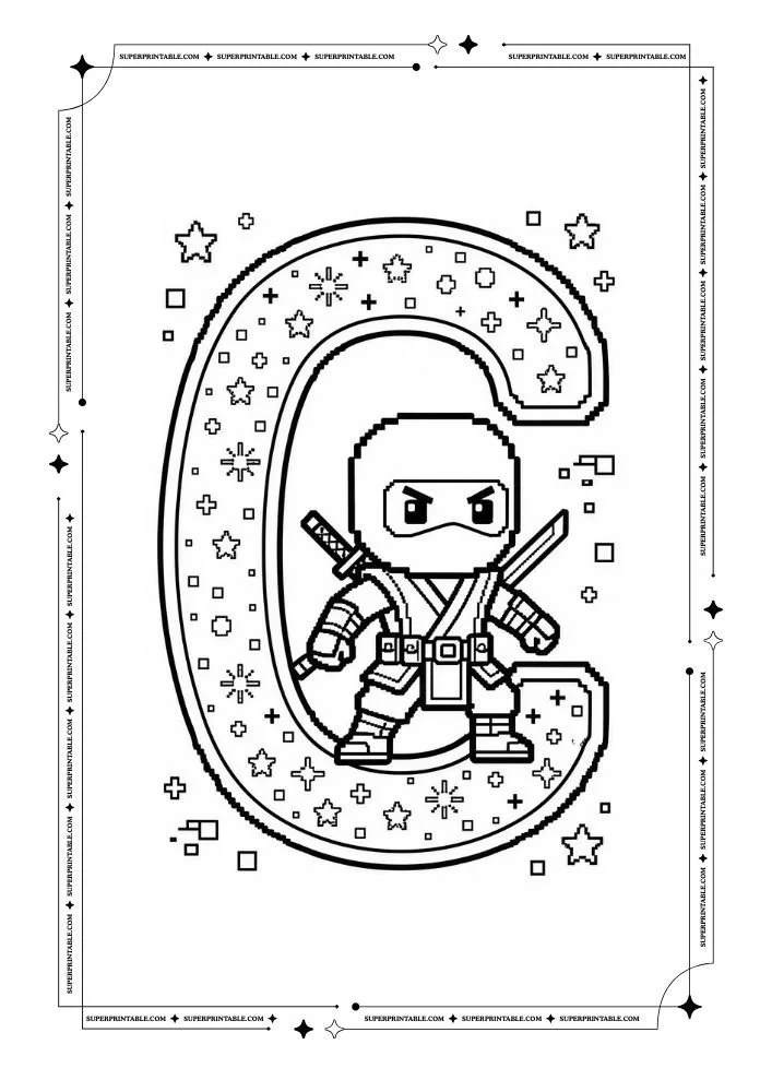Ninja Alphabet Coloring Pages 3
