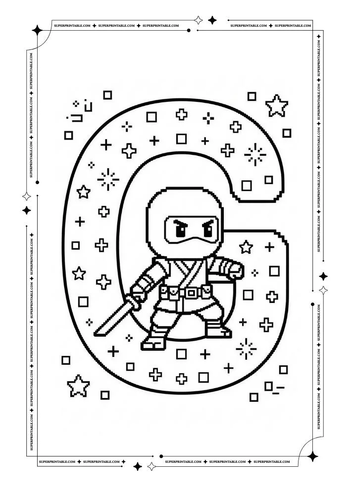 Ninja Alphabet Coloring Pages 7