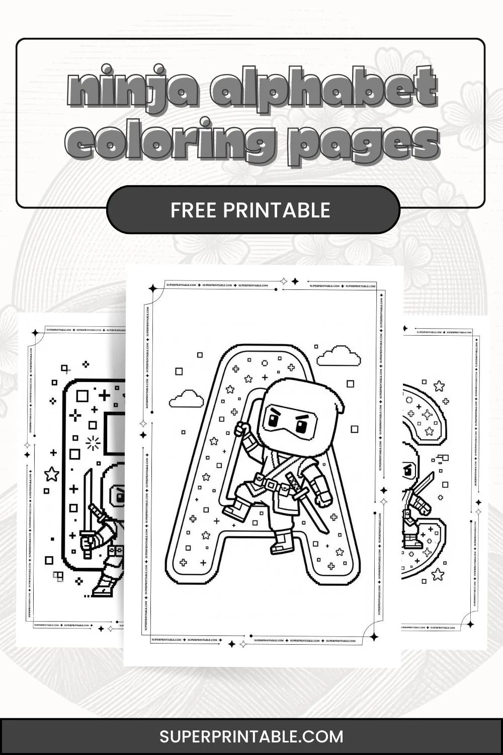Ninja Alphabet Coloring Pages Pinterest Image