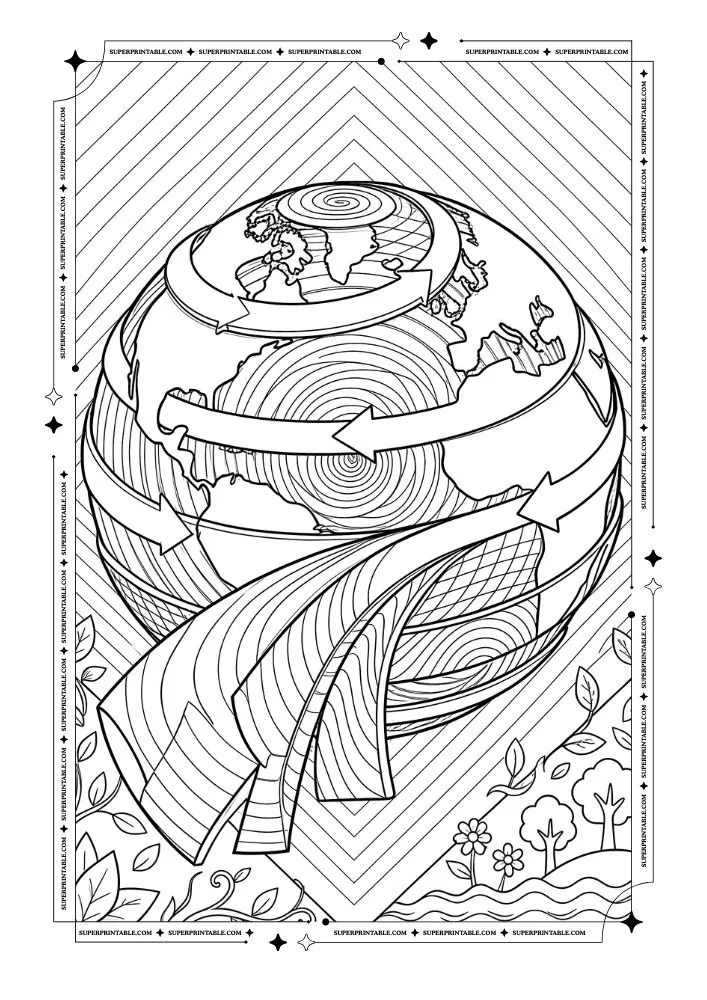 Optical Illusion Earth Day Coloring Pages 4
