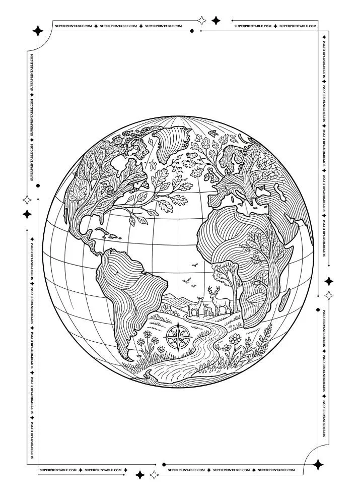 Optical Illusion Earth Day Coloring Pages 8